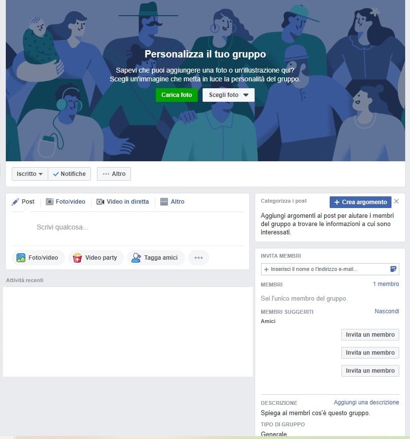 creazione ed impostazione gruppo facebook